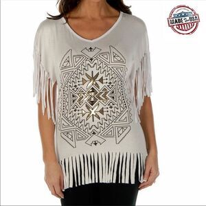 Liberty Wear Native Diamond Distressed Fringe Tunic 4X